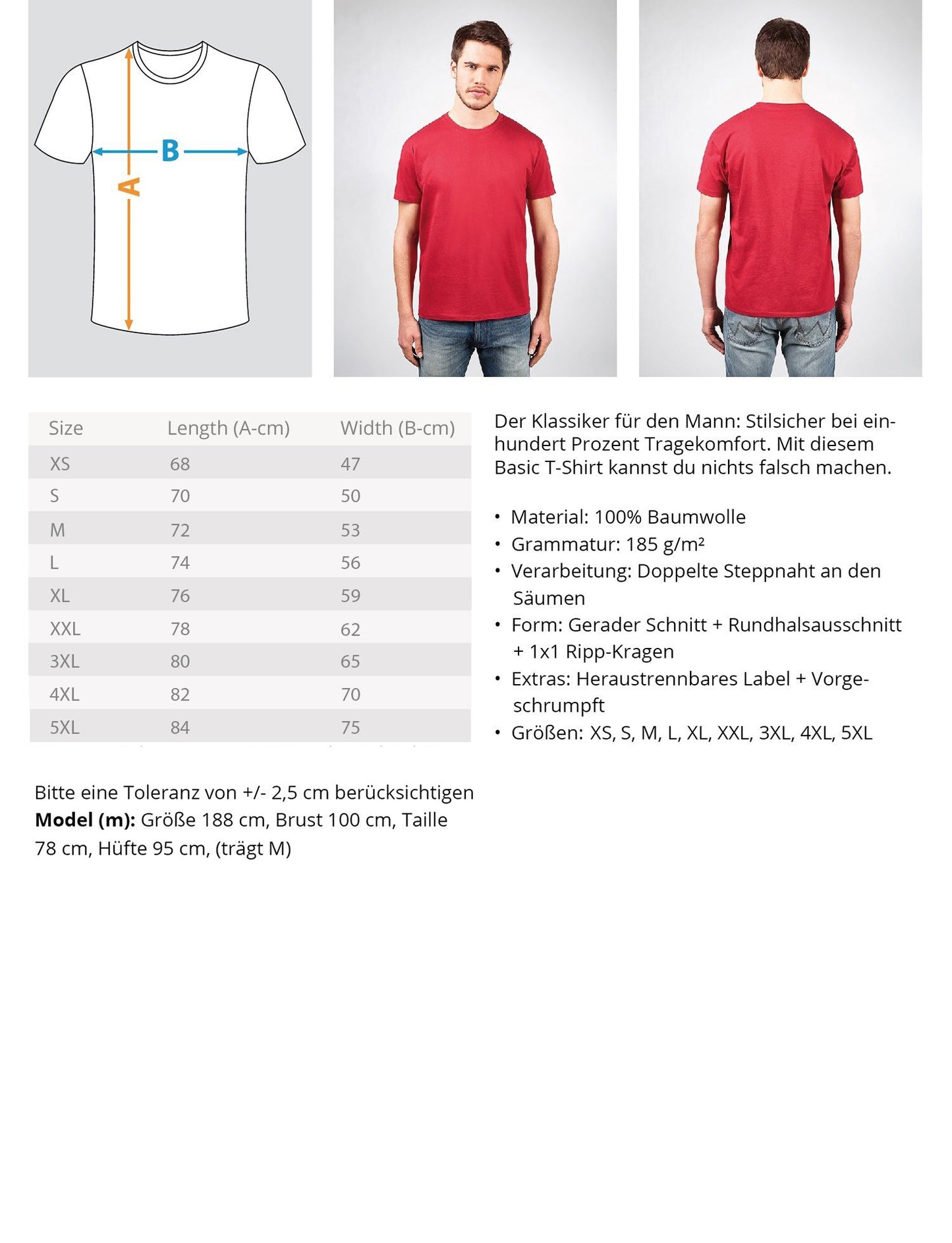 Produktbild Größentabelle und Passform T-Shirts