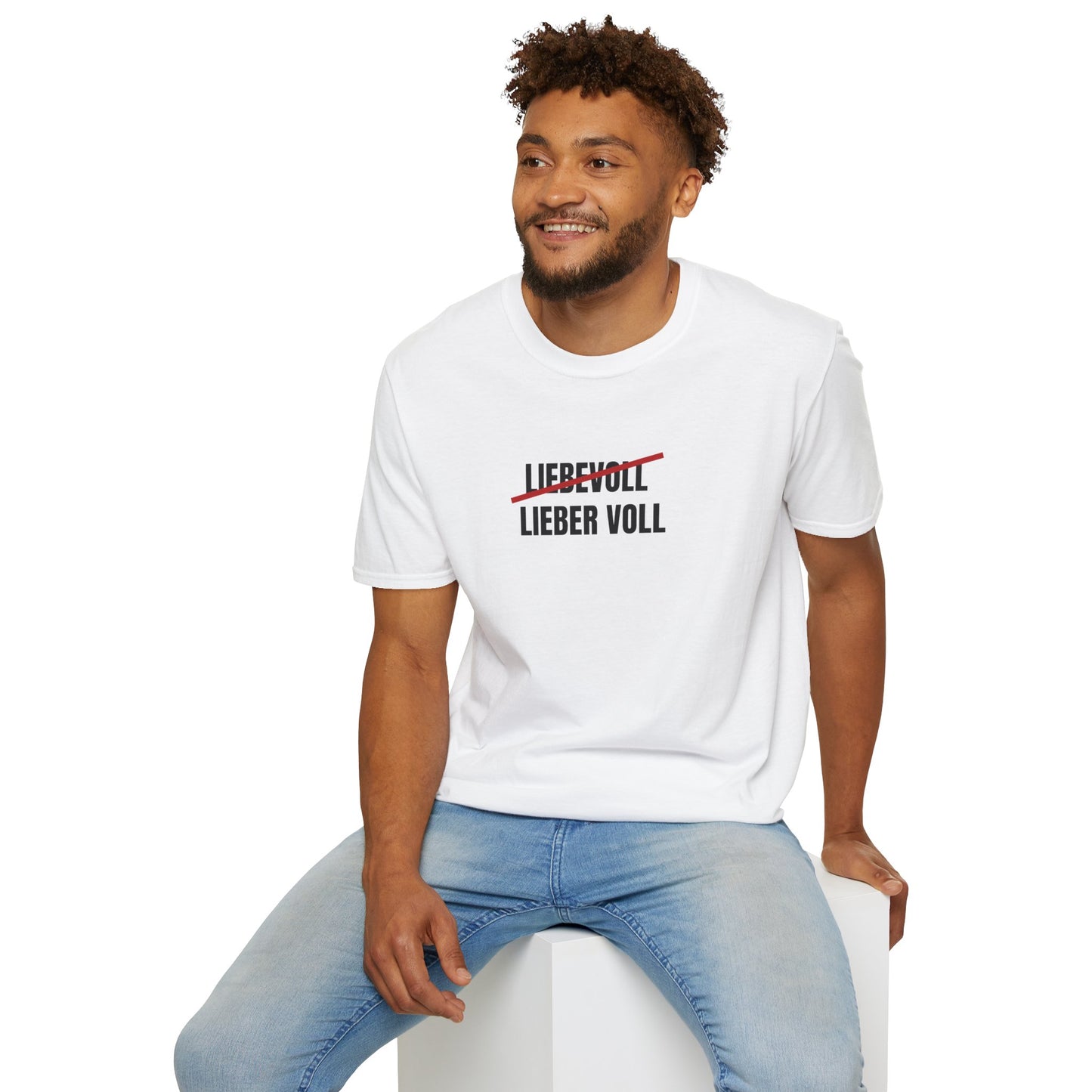 Produktbild "LIEBEVOLL LIEBER VOLL" T-Shirt Unisex weiss