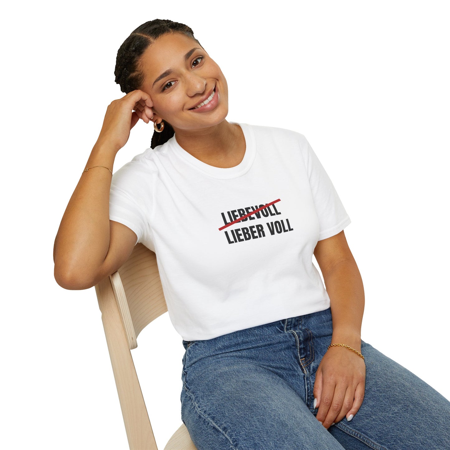 Produktbild "LIEBEVOLL LIEBER VOLL" T-Shirt Unisex weiss