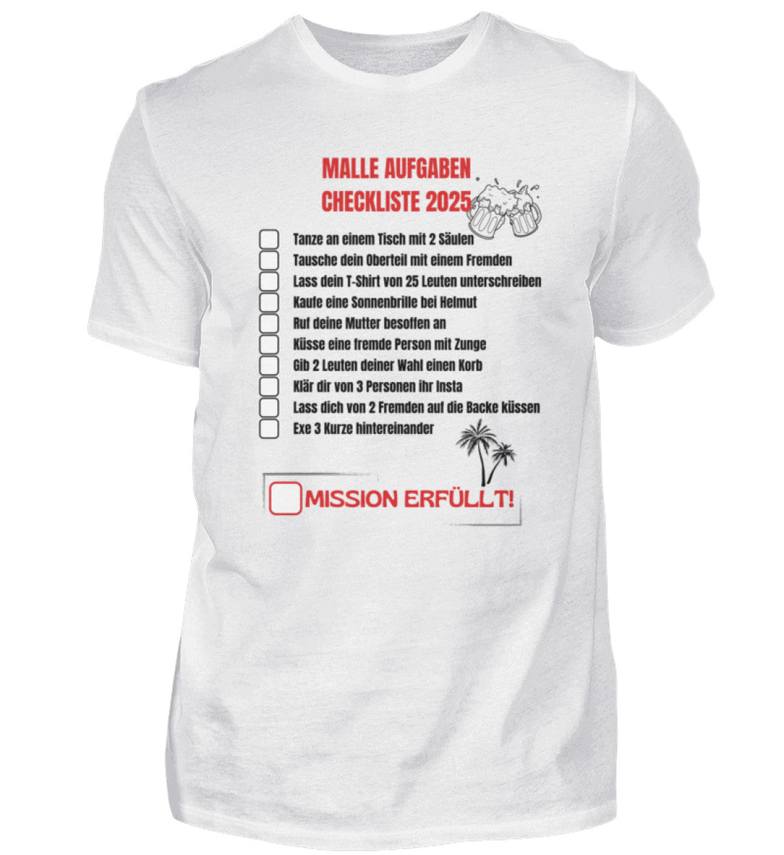 Produktbild "MALLE AUFGABEN CHECKLISTE" T-Shirt Unisex weiss