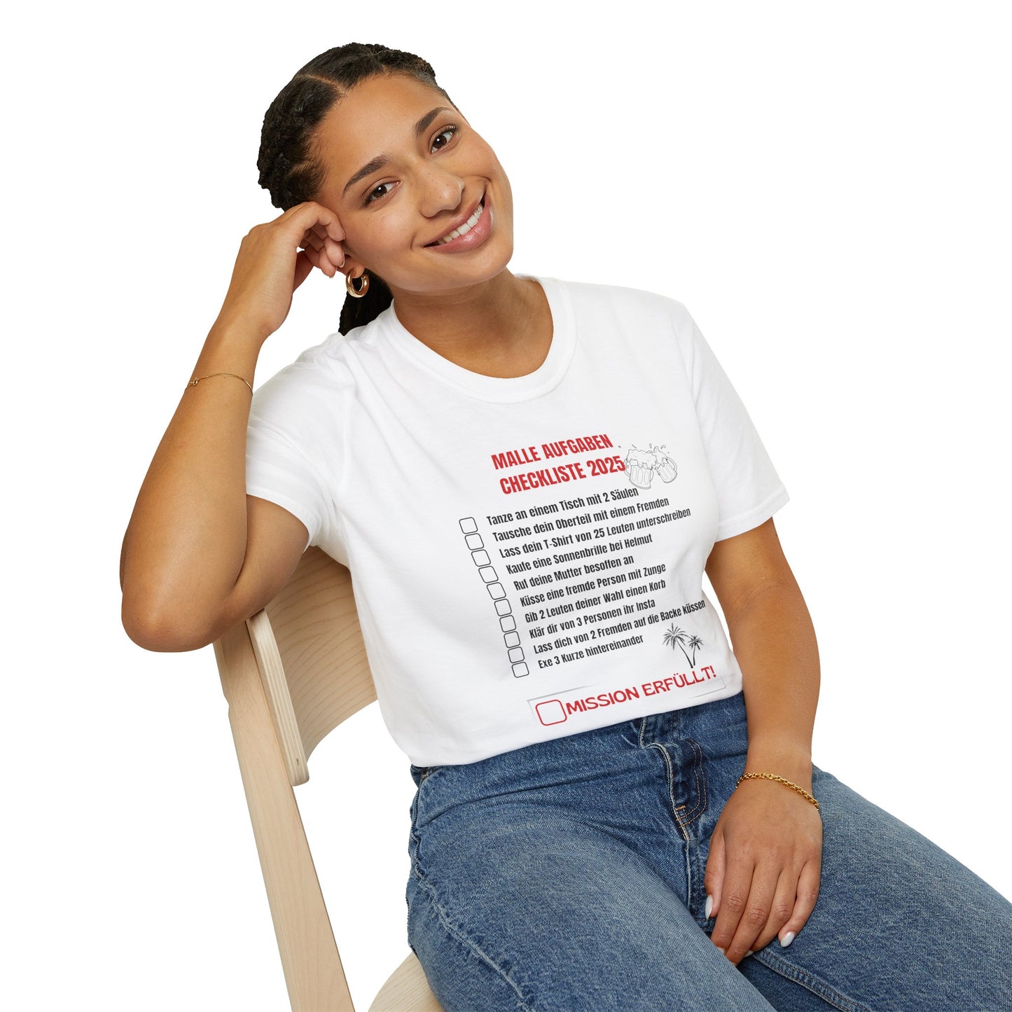 Produktbild "MALLE AUFGABEN CHECKLISTE" T-Shirt Unisex weiss
