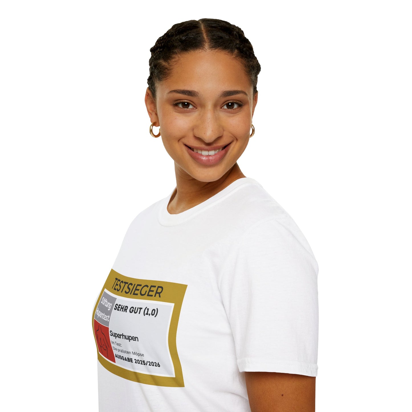 Produktbild "TESTSIEGER SUPERHUPEN" T-Shirt Unisex weiss