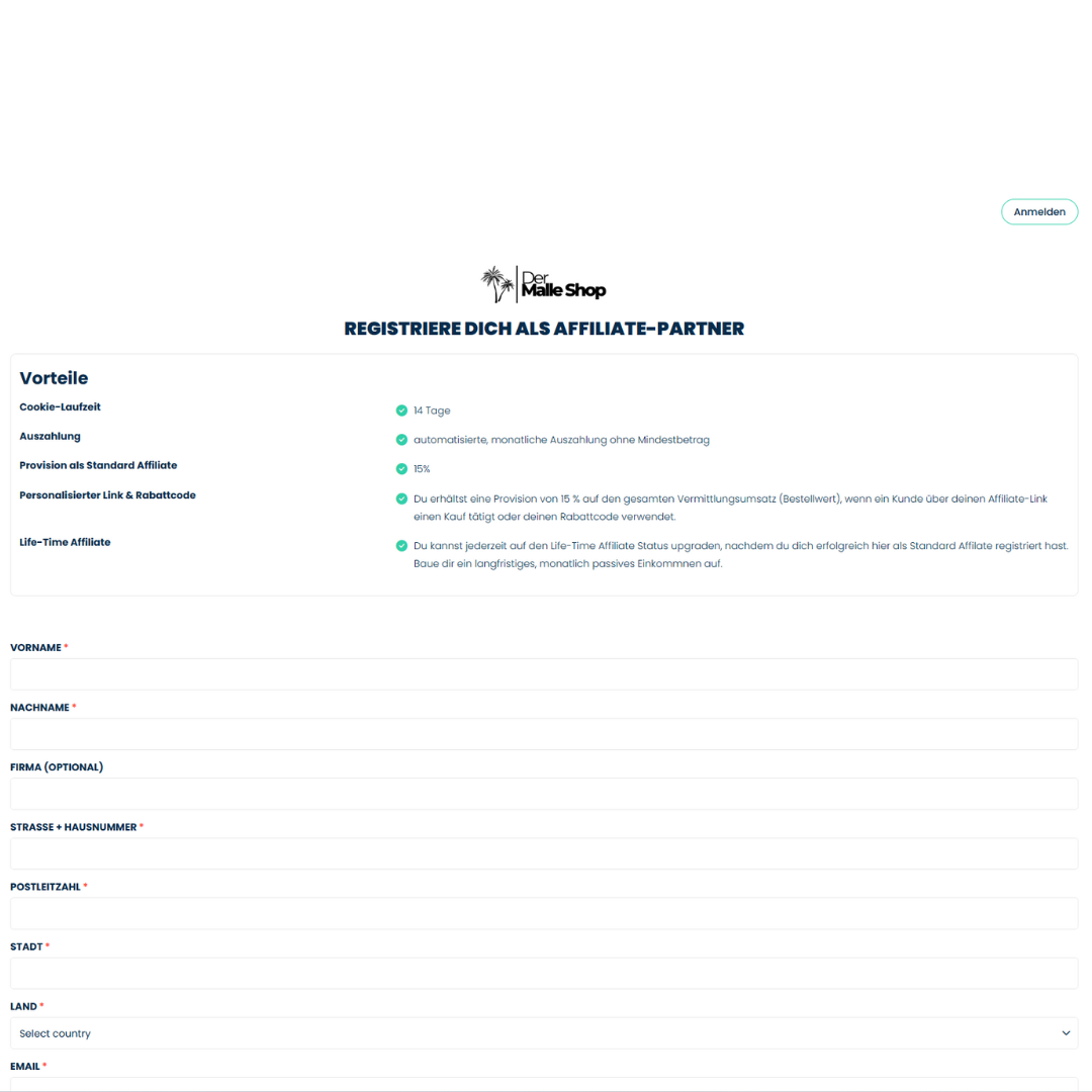 Foto Registrerungsseite Affiliate