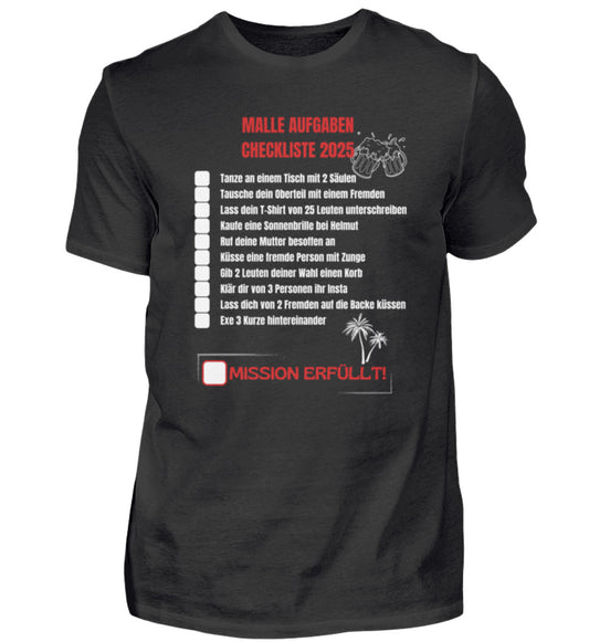 Produktbild "MALLE AUFGABEN CHECKLISTE" T-Shirt Unisex schwarz