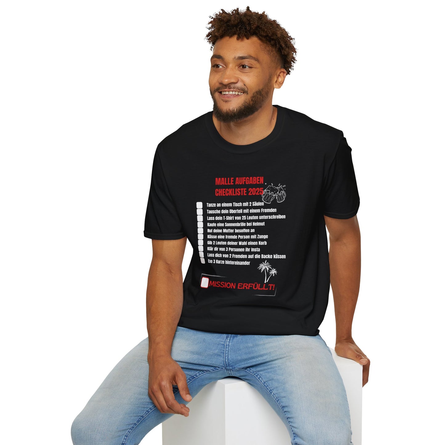 Produktbild "MALLE AUFGABEN CHECKLISTE" T-Shirt Unisex schwarz