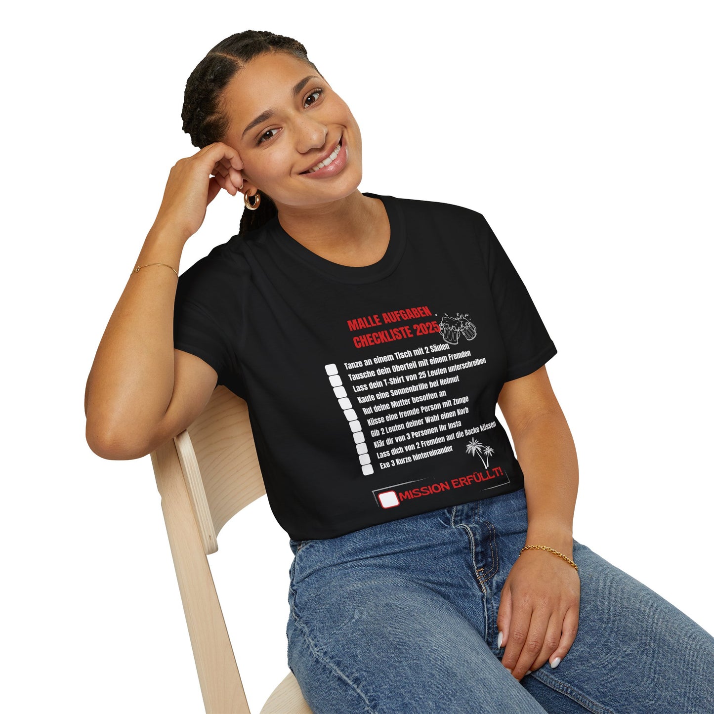 Produktbild "MALLE AUFGABEN CHECKLISTE" T-Shirt Unisex schwarz