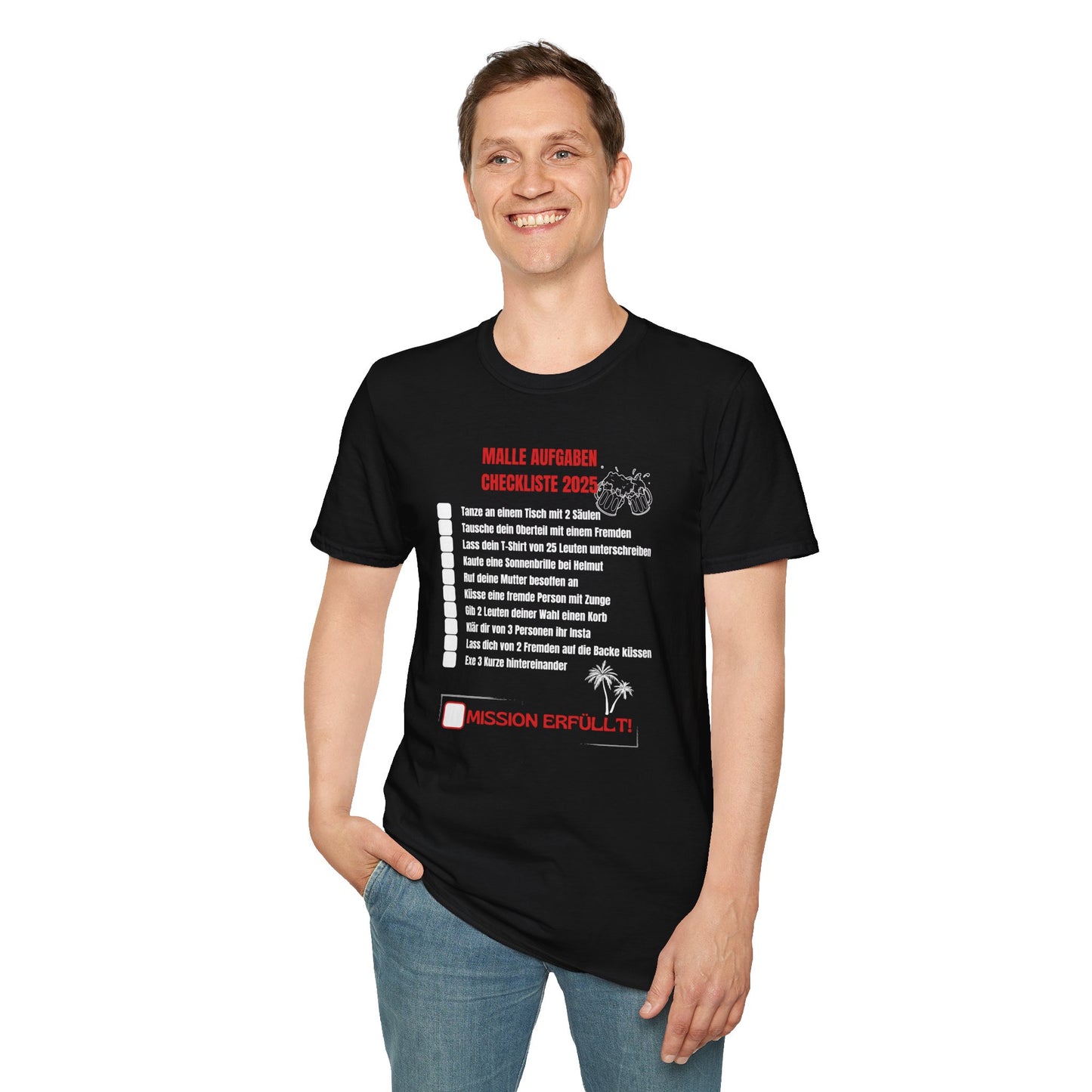 Produktbild "MALLE AUFGABEN CHECKLISTE" T-Shirt Unisex schwarz