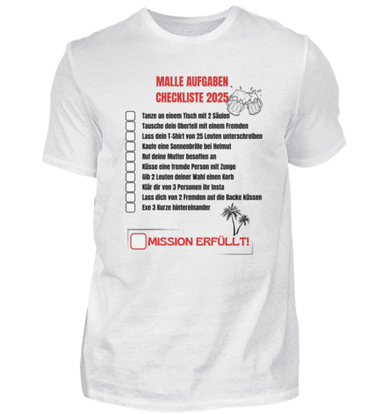 Produktbild "MALLE AUFGABEN CHECKLISTE" T-Shirt Unisex weiss