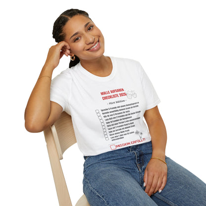 Produktbild "Malle Aufgaben Checkliste Flirt Edition" T-Shirt Unisex weiss